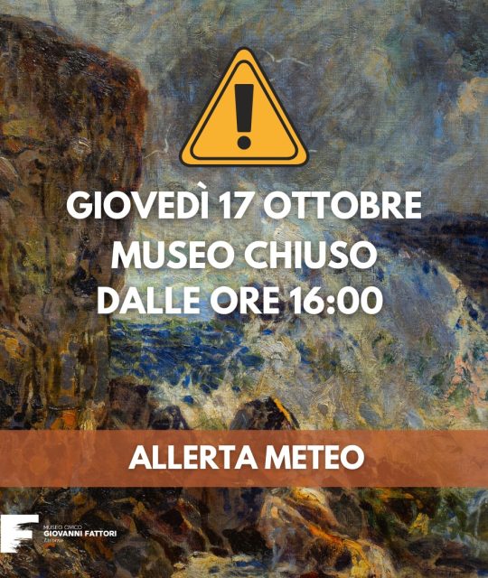 Museo chiuso causa allerta meteo dalle ore 16:00 di giovedì 17 ottobre 2024
